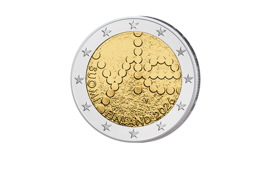 2 euros 2026 Finlande 100 ans de radiodiffusion finlandaise (Yleisradio) sur une carte de monnayeur de notre choix
