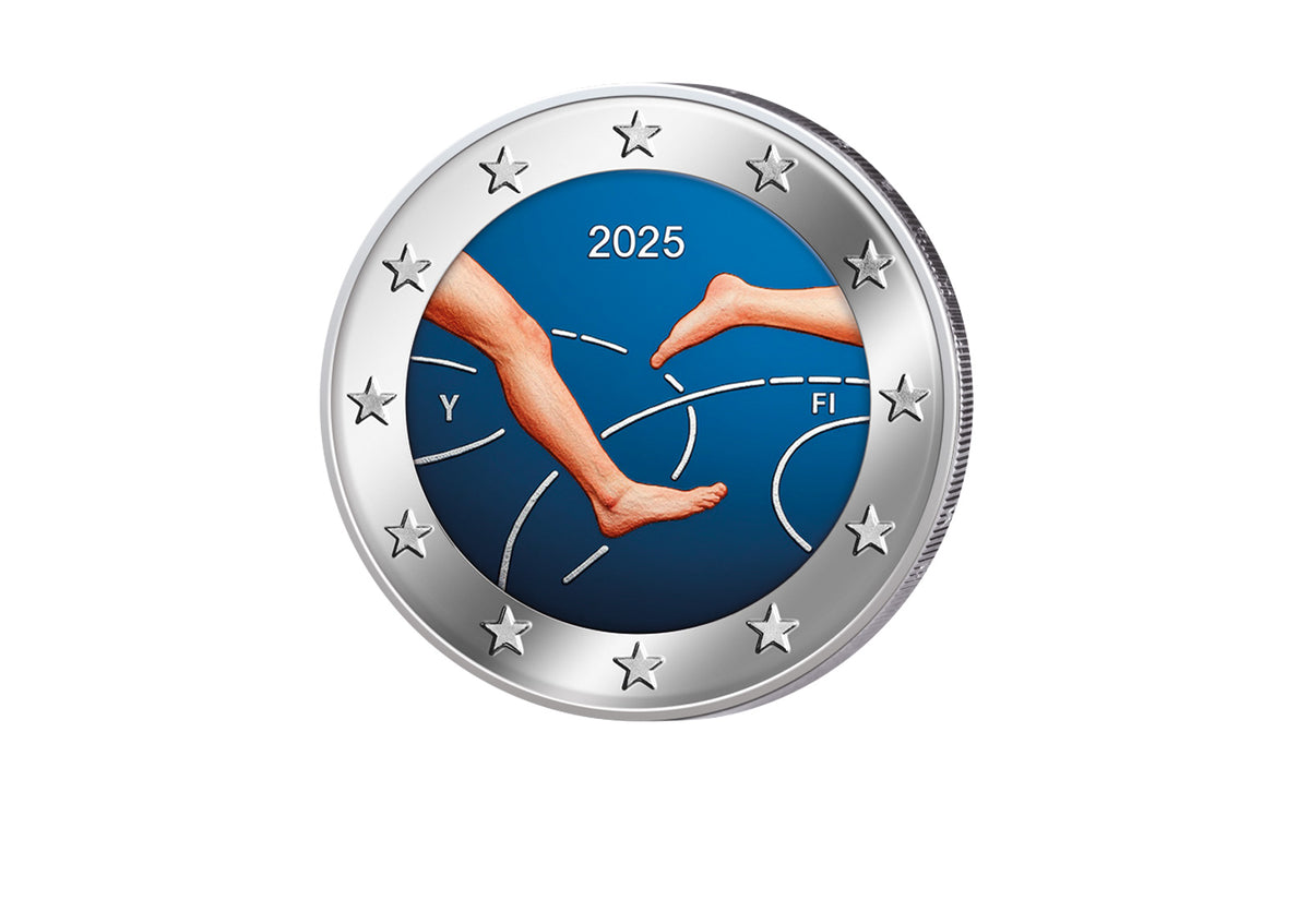 2 Euro Finlande 100 ans Match d'athlétisme Finlande-Suède avec application couleur
