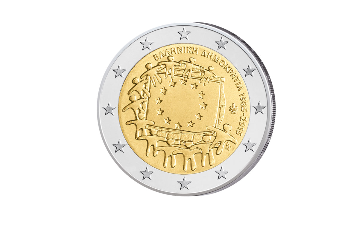 2 Euro 2015 Grèce 30 ans du drapeau européen Émission conjointe bfr.