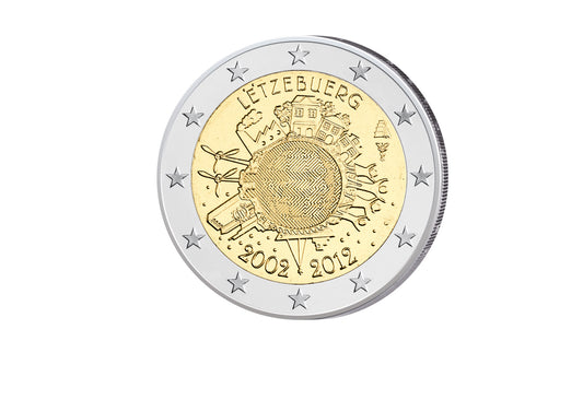 2 euros 2012 Luxembourg 10 ans Euro espèces