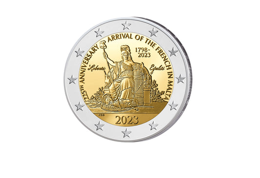 2 euros 2023 Malte 225e anniversaire de l'arrivée des Français (emballage blister)