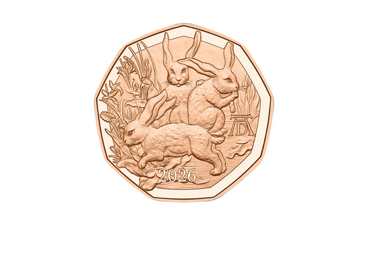 Pièce de 5 euros en cuivre autrichienne de 2026 « Le Trio des lièvres de Dürer » - Pièce de Pâques