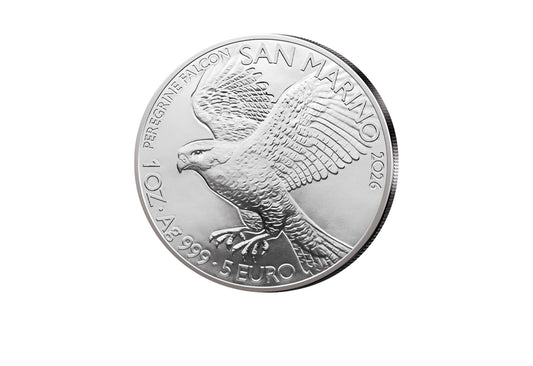 Pièce de 5 euros 2026 Saint-Marin Faucon pèlerin 1 oz argent