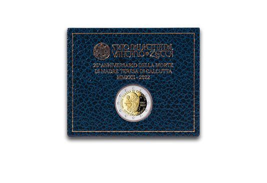 Pièce de 2 euros 2022 Vatican 25e anniversaire de la mort de Mère Teresa en Coincard